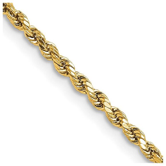 2.25mm 14K Yellow Gold Diamond Cut Hollow Rope Chain Necklace 18 Inch